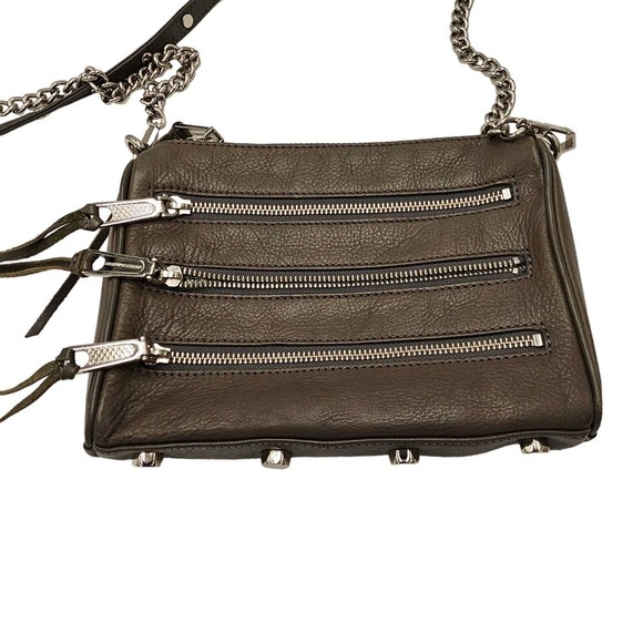 Rebecca Minkoff Gray Crossbody Leather Mini 5 Zip Convertible Bag Handbag - Picture 8 of 12